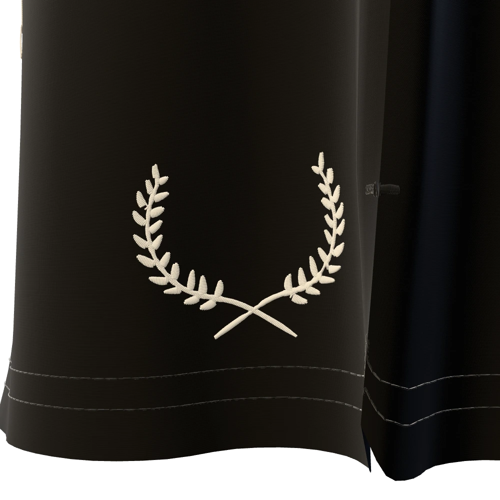 The laurel embroidered by the side vent